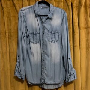 Cato Women's Light Blue Button Down Shirt
